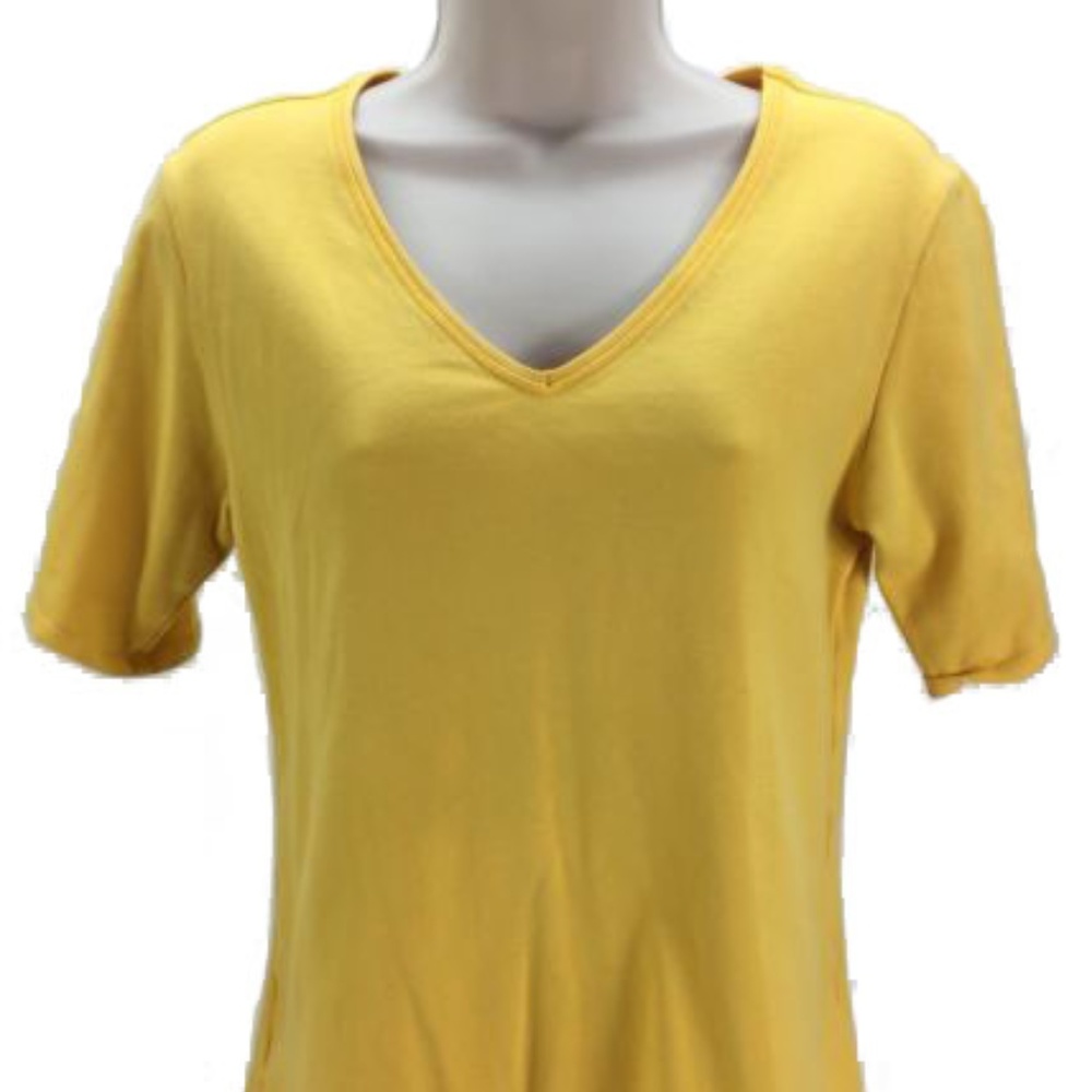 Chico-Yellow V-Neck-Short-Sleeve-Tee Shirt